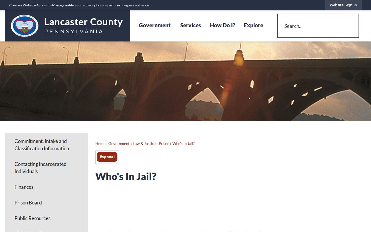 Lancaster County residents directory jail information notice