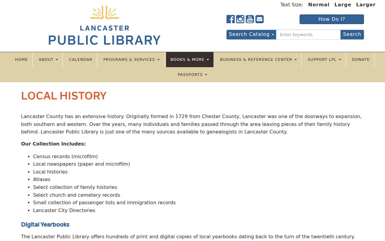 Lancaster County residents directory local history collection