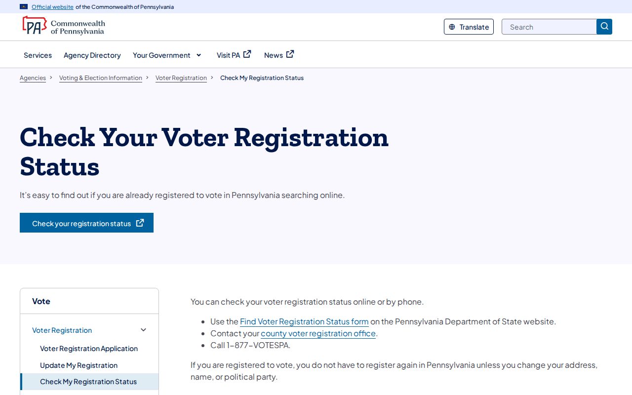 Lancaster County residents directory official voter status page