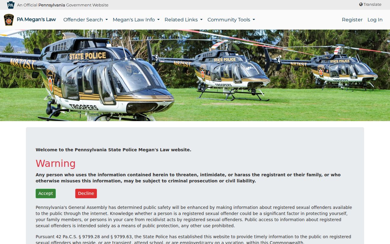 Lancaster County residents directory public-protection registry conditions