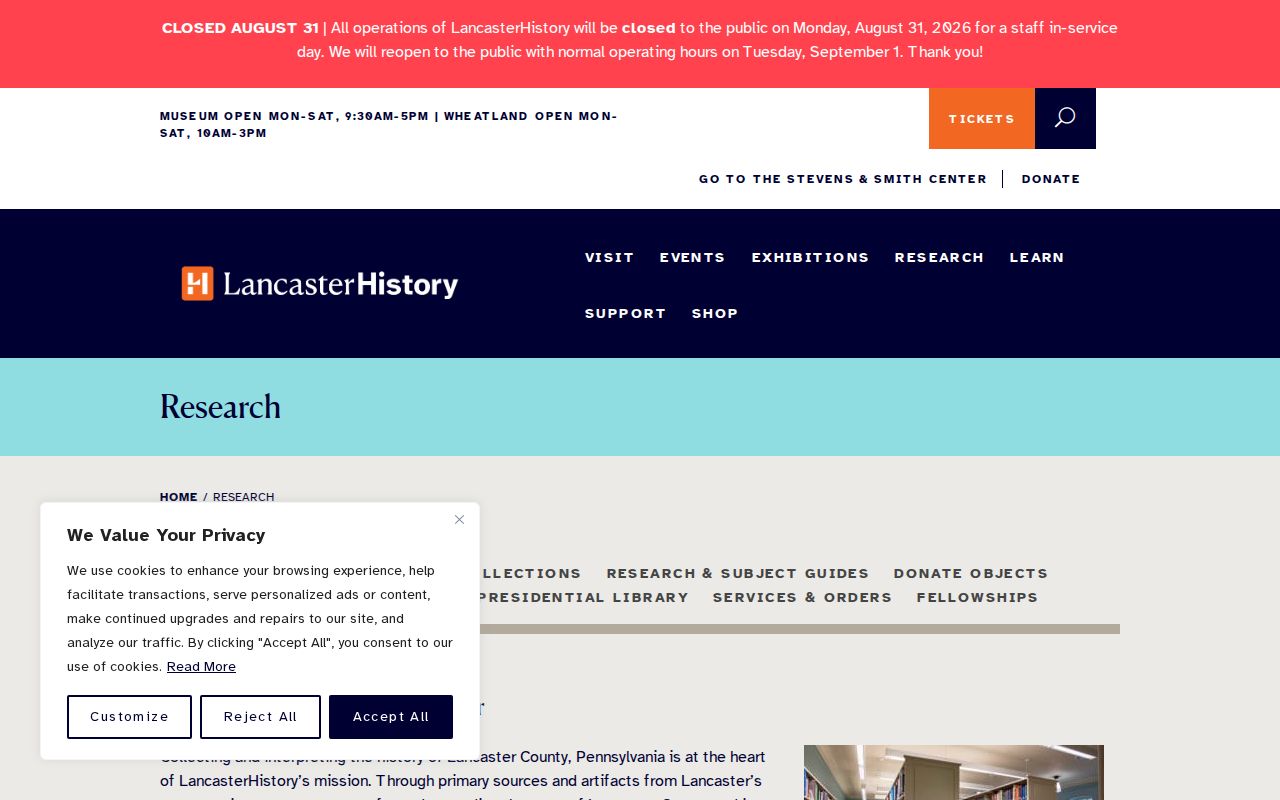 Lancaster County city directory context at the LancasterHistory Research Center
